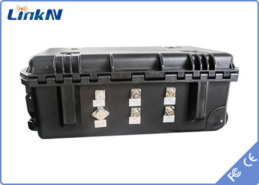 COFDM スーツケースビデオ受信機 4チャネル IP65 バッテリー&amp;ディスプレイ AES256 H.264 DC 12V