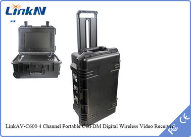スーツケース COFDM ビデオ受信機 IP65 バッテリーとディスプレイ AES256 暗号化 DC-12V